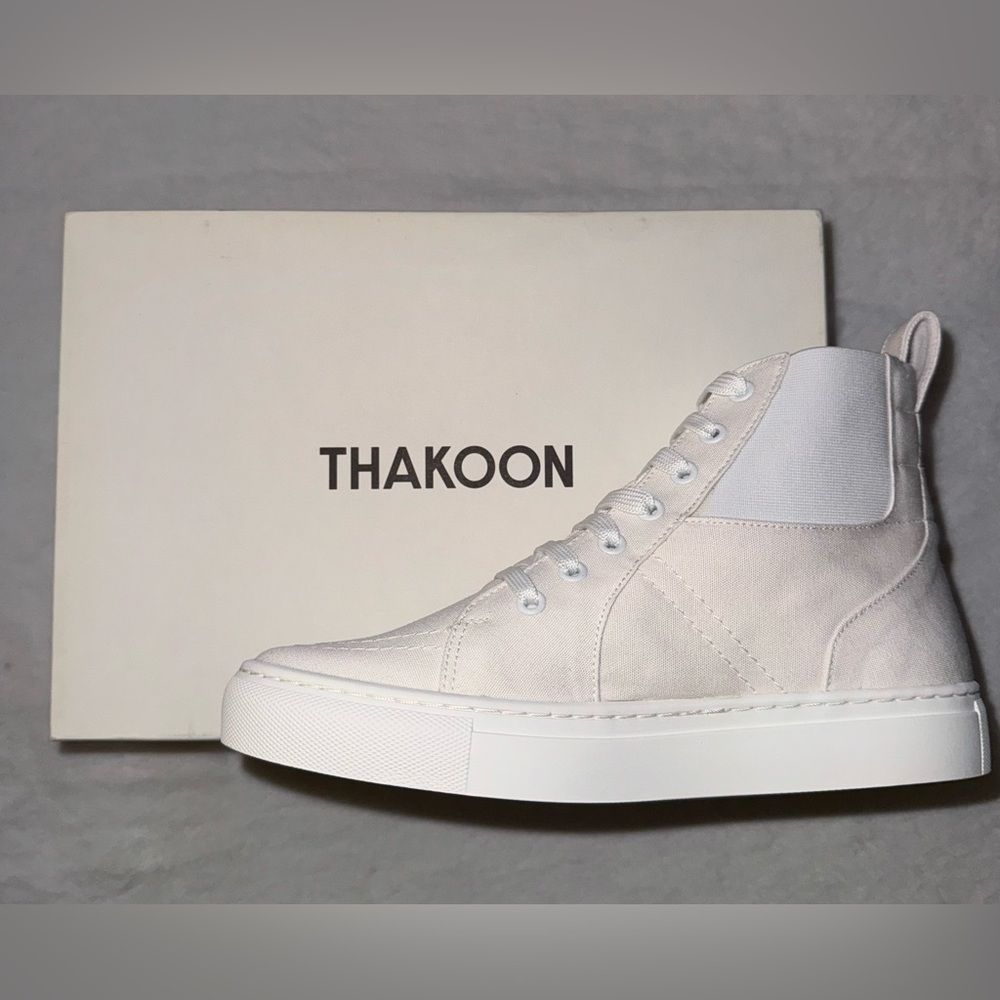 New(NIB) Thakoon Pull-On High Top White Canvas Sneaker,Size-(US)-7/(EU)-37
